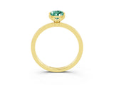 Yellow gold Pear Cut Green Sapphire Solitaire Ring with Thin Band and Prong Setting_27