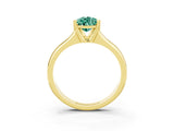 Yellow gold Pear Cut Green Sapphire Solitaire Ring with Wide Band and Prong Setting_3