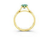 Yellow gold Pear Cut Green Sapphire Solitaire Twist Band Prong Setting Ring_51