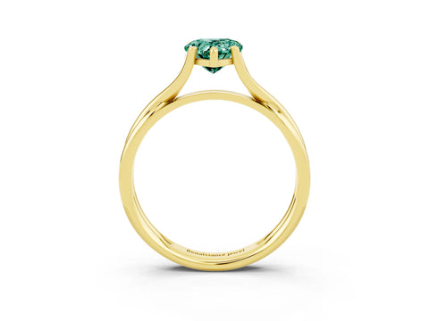 Yellow gold Pear Cut Green Sapphire Solitaire Twist Band Prong Setting Ring_51