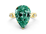 Yellow gold Pear Cut Green Sapphire Solitaire Twisted Band with Round  Accents and Prong Setting_12