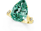 Yellow gold Pear Cut Green Sapphire Solitaire Twisted Band with Round  Accents and Prong Setting_13