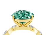 Yellow gold Pear Cut Green Sapphire Solitaire Twisted Band with Round  Accents and Prong Setting_16