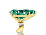 Yellow gold Pear Cut Green Sapphire Solitaire Twisted Band with Round  Accents and Prong Setting_17