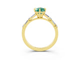 Yellow gold Pear Cut Green Sapphire Solitaire with Side Baguettes and Channel Set Band_3