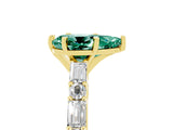 Yellow gold Pear Cut Green Sapphire Solitaire with Side Baguettes and Channel Set Band_5