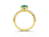 Yellow gold Pear Cut Green Sapphire Solitaire with Side Stones, Pave Band, Four-Prong Setting_27