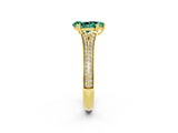 Yellow gold Pear Cut Green Sapphire Split Shank Engagement Ring with Pavé Band_2