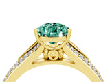 Yellow gold Pear Cut Green Sapphire Split Shank Engagement Ring with Pavé Band_4