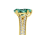 Yellow gold Pear Cut Green Sapphire Split Shank Engagement Ring with Pavé Band_5