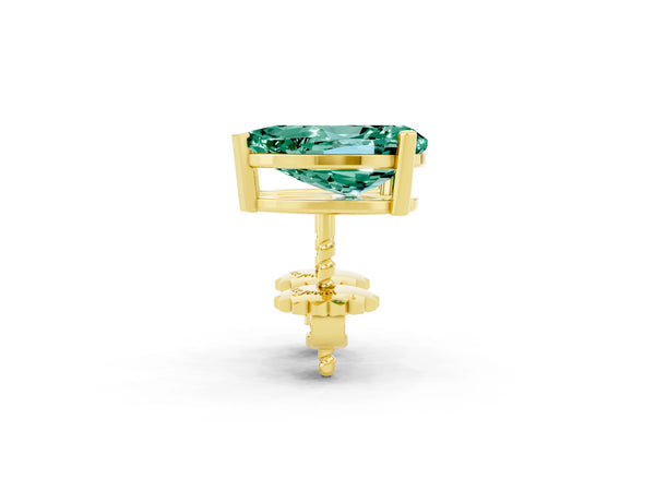 Yellow gold Pear Cut Green Sapphire Stud Earrings