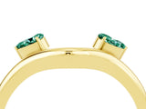 Yellow gold Pear Cut Green Sapphire Two-Stone Open Band Ring with Prong Setting_10