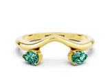 Yellow gold Pear Cut Green Sapphire Two-Stone Open Band Ring with Prong Setting_6