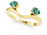 Yellow gold Pear Cut Green Sapphire Two-Stone Open Band Ring with Prong Setting_7