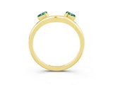 Yellow gold Pear Cut Green Sapphire Two-Stone Open Band Ring with Prong Setting_9