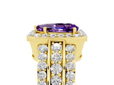 Yellow gold Pear Cut Halo Amethyst Ring with Split Shank and Four-Prong Setting_5