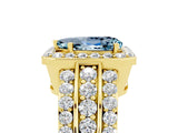 Yellow gold Pear Cut Halo Aquamarine Ring with Split Shank and Four-Prong Setting_5
