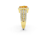 Yellow gold Pear Cut Halo Citrine Ring with Split Shank and Four-Prong Setting_2