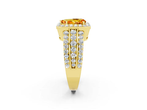 Yellow gold Pear Cut Halo Citrine Ring with Split Shank and Four-Prong Setting_2