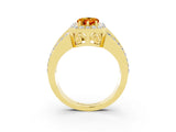 Yellow gold Pear Cut Halo Citrine Ring with Split Shank and Four-Prong Setting_3