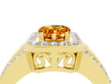 Yellow gold Pear Cut Halo Citrine Ring with Split Shank and Four-Prong Setting_4