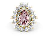 Yellow gold Pear Cut Halo Cluster Diamond Ring with Pave Band and Four-Prong Setting_12