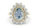 Yellow gold Pear Cut Halo Cluster Diamond Ring with Pave Band and Four-Prong Setting_12
