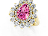 Yellow gold Pear Cut Halo Cluster Diamond Ring with Pave Band and Four-Prong Setting_13