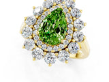 Yellow gold Pear Cut Halo Cluster Diamond Ring with Pave Band and Four-Prong Setting_13