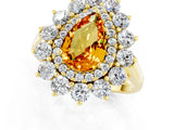 Yellow gold Pear Cut Halo Cluster Diamond Ring with Pave Band and Four-Prong Setting_13