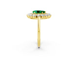 Yellow gold Pear Cut Halo Cluster Diamond Ring with Pave Band and Four-Prong Setting_14