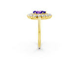 Yellow gold Pear Cut Halo Cluster Diamond Ring with Pave Band and Four-Prong Setting_14
