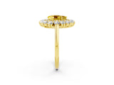 Yellow gold Pear Cut Halo Cluster Diamond Ring with Pave Band and Four-Prong Setting_14