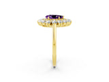 Yellow gold Pear Cut Halo Cluster Diamond Ring with Pave Band and Four-Prong Setting_14