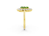 Yellow gold Pear Cut Halo Cluster Diamond Ring with Pave Band and Four-Prong Setting_14