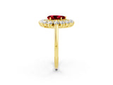 Yellow gold Pear Cut Halo Cluster Diamond Ring with Pave Band and Four-Prong Setting_14