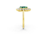 Yellow gold Pear Cut Halo Cluster Diamond Ring with Pave Band and Four-Prong Setting_14