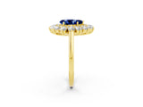 Yellow gold Pear Cut Halo Cluster Diamond Ring with Pave Band and Four-Prong Setting_14