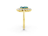 Yellow gold Pear Cut Halo Cluster Diamond Ring with Pave Band and Four-Prong Setting_14