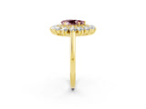 Yellow gold Pear Cut Halo Cluster Diamond Ring with Pave Band and Four-Prong Setting_14