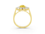 Yellow gold Pear Cut Halo Cluster Diamond Ring with Pave Band and Four-Prong Setting_15