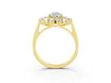 Yellow gold Pear Cut Halo Cluster Diamond Ring with Pave Band and Four-Prong Setting_15