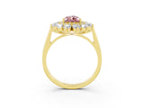 Yellow gold Pear Cut Halo Cluster Diamond Ring with Pave Band and Four-Prong Setting_15