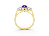 Yellow gold Pear Cut Halo Cluster Diamond Ring with Pave Band and Four-Prong Setting_15