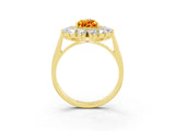 Yellow gold Pear Cut Halo Cluster Diamond Ring with Pave Band and Four-Prong Setting_15