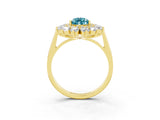 Yellow gold Pear Cut Halo Cluster Diamond Ring with Pave Band and Four-Prong Setting_15