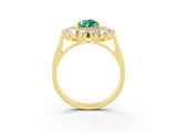 Yellow gold Pear Cut Halo Cluster Diamond Ring with Pave Band and Four-Prong Setting_15