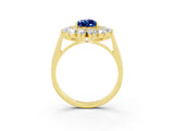 Yellow gold Pear Cut Halo Cluster Diamond Ring with Pave Band and Four-Prong Setting_15