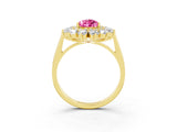 Yellow gold Pear Cut Halo Cluster Diamond Ring with Pave Band and Four-Prong Setting_15