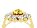 Yellow gold Pear Cut Halo Cluster Diamond Ring with Pave Band and Four-Prong Setting_16